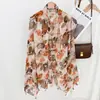 Novo Lenço de Seda com Fivela e Estampa Floral para Mulheres, para Viagem, Passeio, Xale para Fotografia, Lenço Elegante Versátil para Ambiente com Ar Condicionado