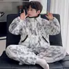 Pijama Infantil Meninos 2026 Novo Outono Inverno Meninos Lã Coral Espessada Flanela Crianças Grandes Roupas de Casa Estilo Inverno