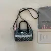 Bolsa Boston fofa estilo coreano com laço, bolsa de mão de bolinhas de nicho, moderna e na moda, bolsa de ombro fresca e doce
