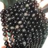 Direto da fábrica natural obsidiana solta contas diy jóias acessórios pulseira frisada cor olho obsidiana contas redondas