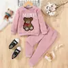 Conjunto de Punto Trenzado Jacquard para Niños Lindo Oso Bordado Letra MINI Conjunto de Dos Piezas para Bebé Niños Niñas Otoño