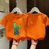 Camiseta de Manga Corta de Algodón Puro para Niñas de Verano, Top Moderno Estampado, Camiseta Básica Suelta, Cómoda, Elegante y Versátil para Niños