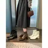 Studiolee Salto Bloco 6cm~ Bico Quadrado Francês Zíper Traseiro Elegante para o Trabalho Emagrecedor Botas Curtas Femininas