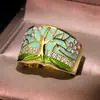 Anillo para Mujer Creativo Nuevo Europeo y Americano Comercio Exterior Transfronterizo Explosiones Árbol de Goma Goteando Flor Accesorios Anillo Retro R5859