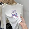Camiseta Térmica Base Infantil Kuromi 2025 Inverno Nova Moda Top Espesso de Gola Redonda para Bebês