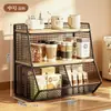 Estante de almacenamiento de escritorio, estante para mesa de cocina, mesa de centro para sala de estar del hogar, portavasos multicapa, soporte para bolsitas de té, estante para snacks
