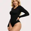 Body moldeador de manga larga transfronterizo europeo y americano, hecho de nailon de alta elasticidad, diseñado para ceñir la cintura, levantar las caderas y moldear los brazos