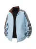 Chaqueta de punto americana de tres rayas en color de contraste con cuello alto para hombre, chaqueta cárdigan, chaqueta deportiva resistente para adolescentes, venta al por mayor transfronteriza