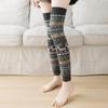 Meias Longas Quentes Outono e Inverno Acima do Joelho, Polainas de Lã de Coelho, Capas para Dança Quadrada, Joelheiras Antiderrapantes, Meias Grossas Forradas com Fleece para Mulheres