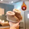 Estilo Novo Inverno 2025 Botas de Neve Quentes de Lã para Crianças Estilo Coreano Salto Feminino Laço Botas de Algodão Princesa Botas Curtas