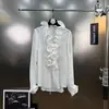 Blusa Elegante Francesa Slimming de Manga Longa com Gola Franzida e Laço - Coleção Primavera/Verão 2026
