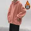 Sudadera con capucha gruesa de forro polar para otoño e invierno, para hombre, color liso, corte holgado, chaqueta con capucha versátil, transfronteriza
