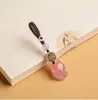Colgante Cadena para Teléfono Móvil Zorro de Ágata Natural Colgante de Ágata Calcedonia Tejido a Mano DIY Colgante para Llave de Teléfono Móvil