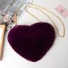 2026 Nueva Cadena para el Día de San Valentín Bolso de Peluche en Forma de Corazón para Mujer Bolso Cruzado Pequeño de Peluche en Forma de Corazón Durazno para Mujer