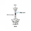 Piercing de ombligo de acero inoxidable de doble diamante más vendido transfronterizo, aretes de ombligo con forma de corazón y pentagrama, venta al por mayor desde la fábrica de origen