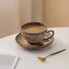 Juego de Taza y Platillo de Cerámica Vintage de Gama Alta, Taza de Cerámica Hecha a Mano Estilo Japonés, Elegante Taza para Latte de Uso Doméstico