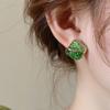 Pendientes de plata con diseño de alfiler cuadrado de cristal en contraste, pequeños, sencillos y versátiles, a la moda, pequeños y frescos, con temperamento, al por mayor para mujer.