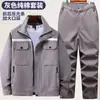 Conjunto de Ropa de Trabajo para Soldadura de Algodón Puro para Hombres y Mujeres, Ropa de Trabajo de Seguridad Reflectante para Soldadores en Obras de Construcción, Chaqueta de Trabajo para Primavera y Otoño