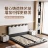 Luz flotante de cama lujo simple moderno dormitorio principal cama de cuero genuino cama de alta gama elegante bolsa suave estilo crema italiano cama de cuero colgante
