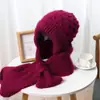 Chapéu Chapéu de Veludo Esquilo Outono e Inverno para Mulheres Cachecol Chapéu de Neve Integrado Chapéu de Lã Forrado de Lã Fivela Proteção para Orelha Chapéu de Malha