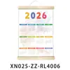 Calendario de Año Nuevo 2026 Bandera Colgante Decoración de Pared de Dormitorio Tela de Fondo Tela de Fondo Colgante de Pared de Tela Oxford con Palo de Madera Cordón