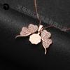 Diseño Moda Nuevo Creativo Collar Alas de Flor para Mujer Personalizado Tipable Cadena Clavícula Collar Alas Abriendo y Marcando el Tiempo