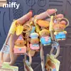 Chaveiro Autêntico Coelho Miffy Casa de Panificação Boneco Pingente Fofo Casal Chaveiro de Carro Pingente de Bolsa Presente