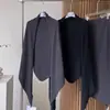 Design de Ponta Nicho Moda Outono Elegante Manto Xale Tricotado de Manga Única com Cachecol Grande Quente para Outono e Inverno Tendência