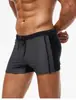Cuecas de Natação Masculinas Europeias e Americanas Transfronteiriças, Boxer Confortável e Respirável de Nylon Esportivo Liso, Cuecas de Natação Modernas com Cadarço