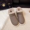 Zapatos de Algodón sin Cordones con Suelas Gruesas Suaves Antideslizantes, Zapatos de Papá, Zapatos de Casa Cálidos con Forro de Felpa, Pantuflas de Algodón para Interiores con Cobertura en el Talón