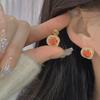 Aretes y Clips para Orejas de Moda de Alta Gama Francesa con Granate y Zirconia con Diamantes Completos, Diseño de Moda Tridimensional Calado, Lujo Ligero para Mujer