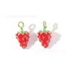 Granada Fresa Sandía Cereza Joyería de Frutas Estéreo Accesorios Colgante de Aleación DIY Colgante de Cadena para Teléfono Móvil Hecho a Mano
