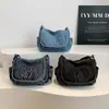 2026 Nuevo Bolso de Hombro Retro de Moda Casual para Viajes Diarios y Salir, Bolso Cruzado de Color Sólido de Mezclilla de Nicho de Alto Valor
