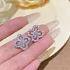 Pendientes de Plata de Ley S925 con Aguja, Personalizados, Completos de Circonita, Súper Brillantes, Estilo de Lujo Ligero de Alta Gama, Pendientes Populares, Elegantes y Exquisitos Accesorios de Moda para Orejas para Mujeres
