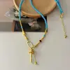 O Mesmo Estilo Popular no Xiaohongshu e Douyin: um Colar de Sorte Turquesa de Luxo Leve e Requintado com Pingente de Elefante Dourado com uma Corrente Universal Destacável