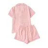 Cárdigan de Punto Burbuja Arrugado de Color Claro Transfronterizo Europeo y Americano Pijama para Mujer, Pantalones Cortos de Manga Corta de Comercio Exterior, Conjunto Casual Transpirable para el Hogar