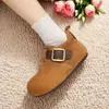 Botas Cortas Cálidas de Cuero de Alta Gama con Hebilla Moda Otoño e Invierno 2025 Versátiles Cómodas Botas de Nieve Birkenstock para Mujer