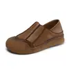 Zapatos casuales originales retro hechos a mano de cuero genuino para mujer, nuevos mocasines de cuero suave para otoño 2026, zapatos planos sin cordones