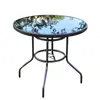 Mesa Plegable Transfronteriza, Mesa de Comedor Estilo Europeo de Vidrio Templado Color Café Casual, Mesa Plegable de Arte en Hierro para Jardín con Vidrio Transparente para Villa