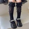 Calcetines Finos de Verano para Niñas Calcetines de Encaje Lolita Princesa Malla con Encaje y Lazo Calcetines de Media Pantorrilla para Niñas