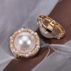 Botão Botão de Pérola Vintage de Metal Redondo Estilo Chanel Casaco Feminino Casaco de Moda Liga de Zinco Botão Costurado à Mão