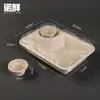 Caja de almuerzo desechable de pulpa de papel para fruta fresca y comida ligera, caja de ensalada integrada, caja de almuerzo con salsa, caja de dumplings de grado alimenticio