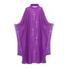 Disfraz de Fiesta de Halloween Túnica Retro Medieval con Cuello Alto, Estampado de Cruz y Mangas Murciélago para Actuación en Escenario