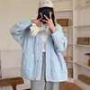 Otoño e Invierno Nuevo Jacket de Punto Retro Coreano con Botones de Cuerno Trenzado para Mujer Estilo Perezoso Holgado Cardigan de Punto Superior