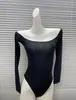 Mono SK Kardashian Mismo Estilo Hombro Manga Larga para Mujer Sexy Ropa Exterior Primavera y Otoño Chica Picante Ajustado Body Base Superior