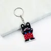 Chaveiro de acrílico de desenho animado com impressão colorida frente e verso, pingente de animal fofo, decoração para mochila de estudante, atacado de presentes