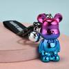 Llavero de Oso con Pajarita Gradiente Nórdica Colgante Galvanizado Decoración para Cadena de Bolso de Coche Regalo Diseño Gradiente