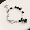 Pulsera de fantasma blanco y negro para pareja amigas pulsera joyería de cuentas de lujo ligero nicho dulce fresca chica popular accesorios de estudiante femenina