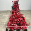 Decoração de Aniversário Rede Vermelha Flores em Cascata Flores para Área de Recepção de Casamento Flores de Mesa Arte Floral Flores de Cabeceira Decoração de Feriado