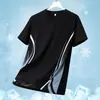 Secado Rápido Estampado Camuflaje Degradado Seda de Hielo Manga Corta Deportiva Cuello Redondo Hombre Transfronterizo Verano Correr Fitness Casual Talla Grande